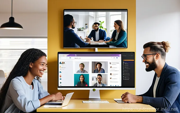 디지털 창작에서의 협업과 공유 - **Prompt:** A diverse team of professionals, including men and women of various ethnicities, collabo...