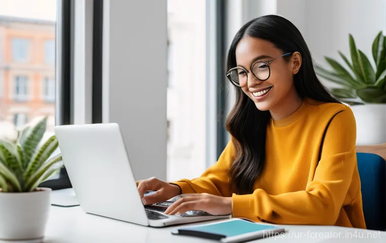 디지털 콘텐츠의 사용자 경험 UX - **Prompt for a Blogger Focused on Excellent UX:**
"A vibrant, eye-level shot of a young, diverse...